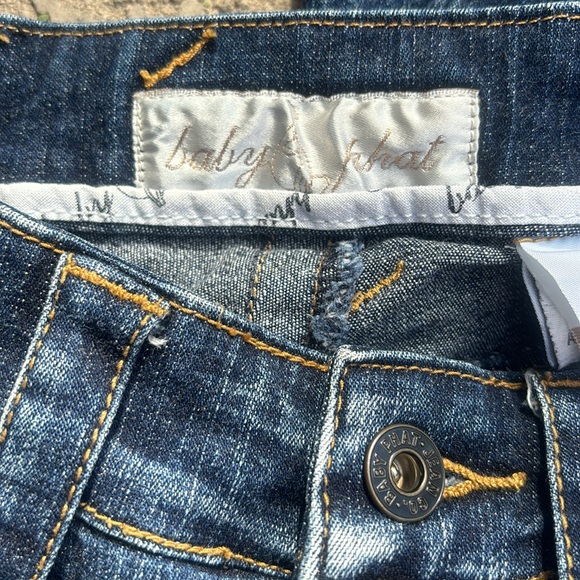 Baby Phat Jeans Flare Boot Cut Y2K Rhinestones Dark Wash Distressed Size 0 - Picture 10 of 15